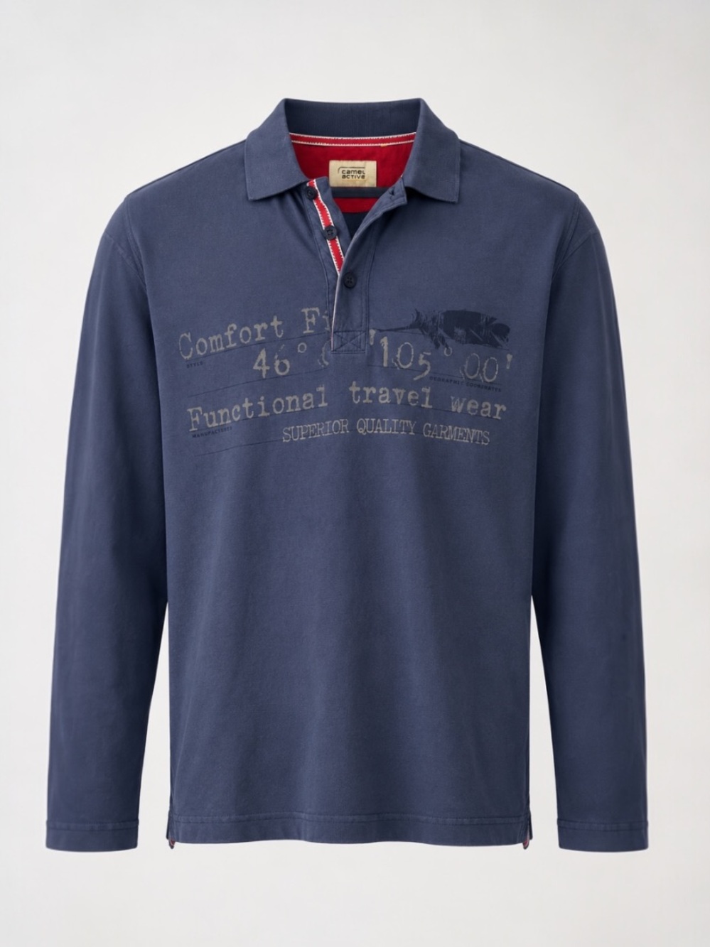 Long Sleeve Polo XXL Shirt Blue Functional Travel Wear Casual Top